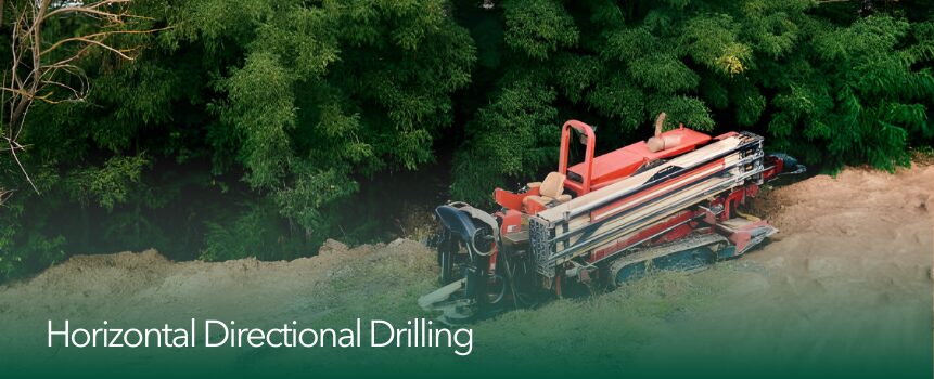 Horizontal directional drilling site using Amrfeo bentonite drilling fluid